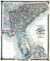 North Carolina, South Carolina, Georgia, and Florida States Map, Illinois State Atlas 1875